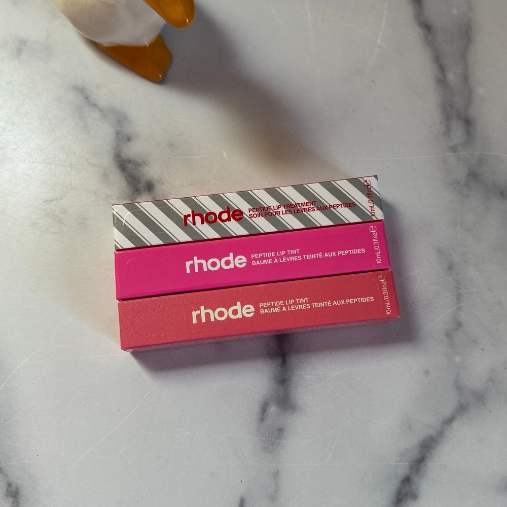 Rhode Peptide Lip Set 3 Limited Edition Sweet Pea Shortcake Peppermint Glaze